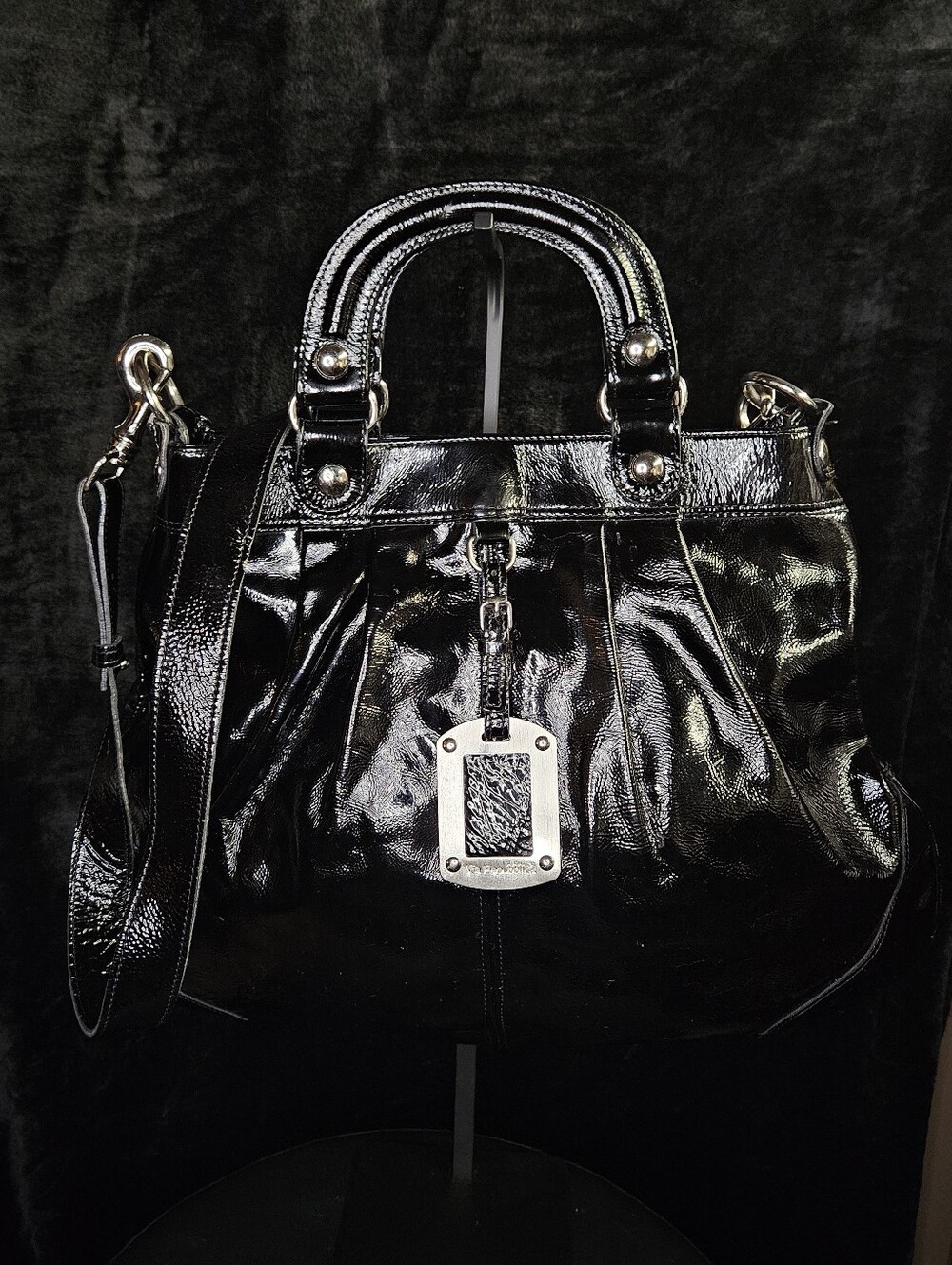 Via Repubblica Made In Italy Black Genuine Leather Satchel